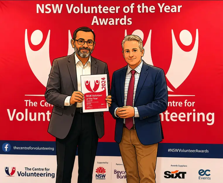 Naeem Abdullah receives Volunteer of the Year award in Sydney